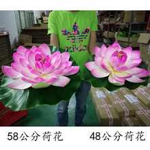 饰花塑料假荷花艺 仿真荷花荷叶舞蹈道具供佛假睡莲花鱼池浮水池装