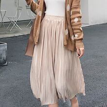 ulzzang百褶裙半身裙秋冬季女2018新款中长款纯色高腰风琴a字裙图片