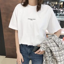 韩裳良品 韩国代购6PENCE春夏2019新款百搭字母短袖T恤女NCT101特