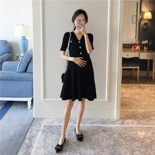 2019新款 夏天裙子黑色弹力冰丝显瘦连衣裙孕妈夏装 AROOM孕妇装