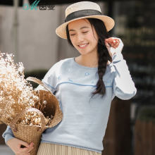 茵曼旗舰店2018春装新款纯棉绣花毛衣长袖休闲针织衫女图片