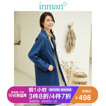 茵曼2018秋装新款翻领一粒扣宽松休闲长款外套大衣女1883041811图片