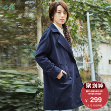 茵曼2018春秋新款纯棉双排扣宽松版西装外套女1881041557图片