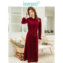 inman茵曼旗舰店连帽松紧腰连衣裙女中长裙2018秋冬装新款打底裙图片