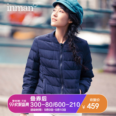 茵曼2017秋装新款保暖宽松双面穿棒球服羽绒服女短款1873122245商品大图