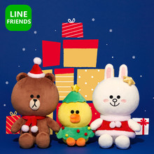 LINE FRIENDS布朗熊可妮兔圣诞节玩偶莎莉鸡公仔毛绒玩具 韩国正品