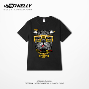 2019新品街舞滑板原创潮牌圆领T恤创意个性卡通动漫纯棉短袖男潮