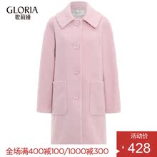 GLORIA/歌莉娅女装2018冬季复古大翻领呢料大衣18NE6E88A图片