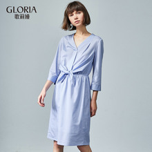 GLORIA/歌莉娅女装2018秋季腰绑结连衣裙188C4D070图片