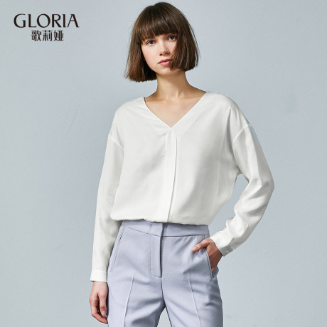 GLORIA/歌莉娅女装2018冬季天丝绑绳上衣18CC3E010商品大图