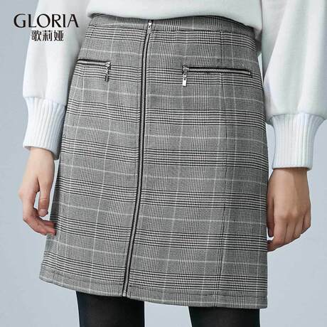 GLORIA/歌莉娅女装2018秋季A型格子短裙189K2A190商品大图