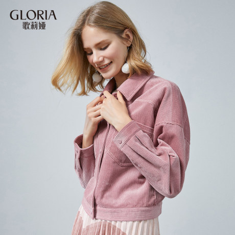 GLORIA/歌莉娅女装2018秋季灯芯绒短夹克189C6E340商品大图