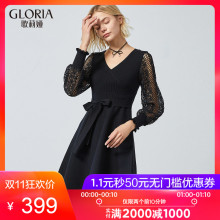 GLORIA/歌莉娅2018年冬季拼蕾丝连衣裙18CK5K320图片