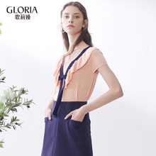 GLORIA/歌莉娅2018年夏季撞色边荷叶边毛衣185C5G090图片