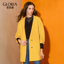 GLORIA/歌莉娅羊毛茧型中长款毛呢大衣外套171R6E490图片