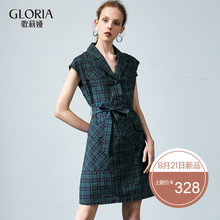 GLORIA/歌莉娅女装2018秋季格子连衣裙187J4B45B图片
