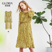 GLORIA/歌莉娅女装2018春季新款绑绳印花连衣裙182C4E630图片