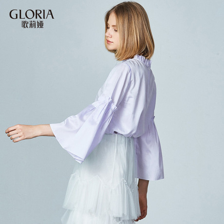 GLORIA/歌莉娅女装2018秋季喇叭袖衬衫188E3E21A商品大图