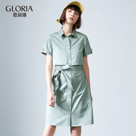 GLORIA/歌莉娅纯棉收腰气质连衣裙184E4BAP0商品大图