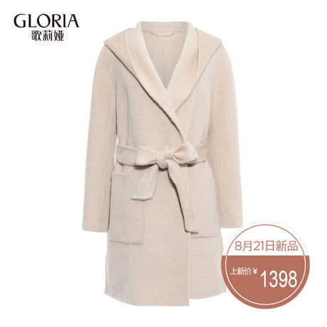 GLORIA/歌莉娅女装冬季新品羊毛连帽大衣17NK6E560商品大图