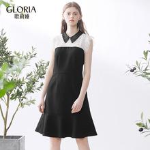 GLORIA/歌莉娅2018夏季拼蕾丝小礼服连衣裙185C4B390图片