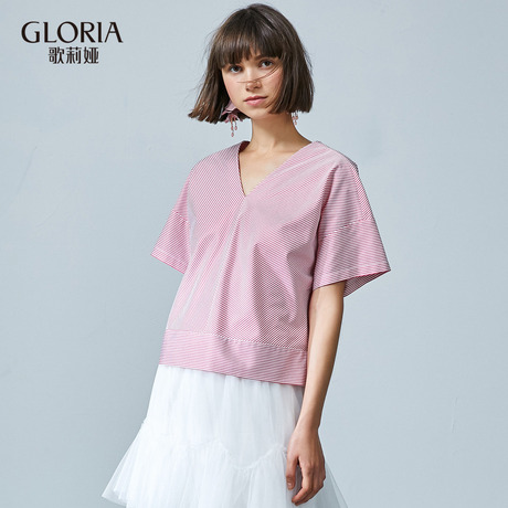 GLORIA/歌莉娅2018夏季短袖上衣185K3B390商品大图