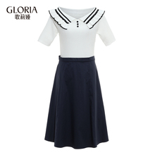 GLORIA/歌莉娅2018夏季X型不对称领口连衣裙185K4BA90图片