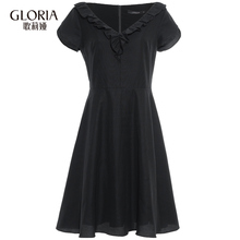 GLORIA/歌莉娅女装2018夏季荷叶领丝棉连衣裙186C4A060图片