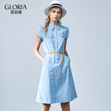GLORIA/歌莉娅2018夏季牛仔连衣裙185K4BB20图片