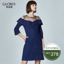 GLORIA/歌莉娅女装2018秋季牛仔连衣裙188C4D160图片