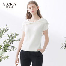 GLORIA/歌莉娅2018年品天丝上衣一字交叠领针织衫185K5G220图片