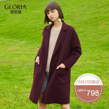 GLORIA/歌莉娅女装2018冬季新款西装领双面呢外套18CE6E37C图片