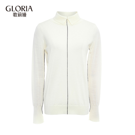 GLORIA/歌莉娅女装新polol领袖口开叉打底毛衣17SK5J440商品大图