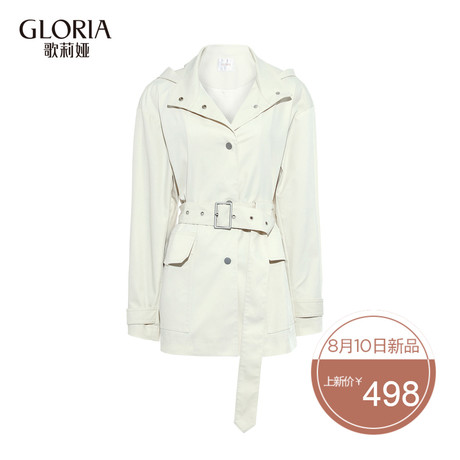 GLORIA/歌莉娅女装2018春季新款连帽短风衣外套181C6E34A商品大图