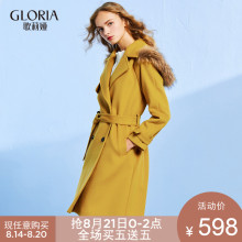 GLORIA/歌莉娅女装羊毛呢外套貉子领帽大衣17SJ6E210图片