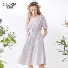 GLORIA/歌莉娅女装2018夏季衬衫式连衣裙185K4BAX0图片