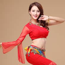 佳宇服饰 舞蹈健身服 新款 肚皮舞服装 单肩纱上衣S63