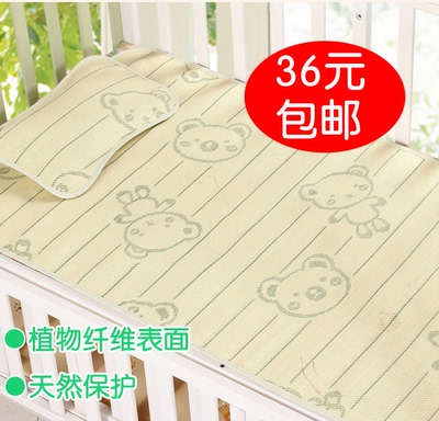 夏天男女宝宝冰丝席婴幼儿童天然植物纤维小床席子婴童凉席配枕头