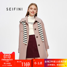 诗凡黎冬季宽松毛呢外套女2018新款中长款羊毛双面呢大衣女图片