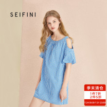 诗凡黎2018新款韩版中长款短袖连衣裙女图片