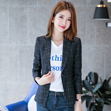 时尚格子小西装外套女装2018春秋季新款西装韩版长袖chic休闲西服图片