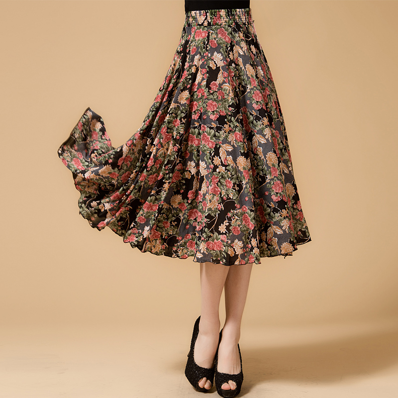 中老年半身裙长裙中年夏装冰丝裙 中老年女装