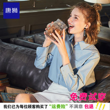 唐狮2018秋装新款学生衬衫纯棉素色品质女生品质长袖衬衫潮牌上衣图片