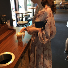 连衣裙女温柔显瘦chic雪纺长裙2018早秋新款 碎花长袖 HEYGIRL黑哥