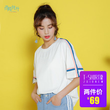 阁楼花开2018早春新款半袖chic短袖t恤女宽松百搭韩版学生上衣图片