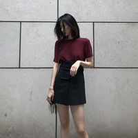 黑色高腰包臀短裙夏季2018新款女装ins超火半身裙港味chica字裙子
