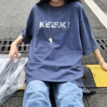 19SS新款 纯色刺绣宽松短袖 灰蓝黑水洗做旧纯棉打底衫 KEEKJUNK tee