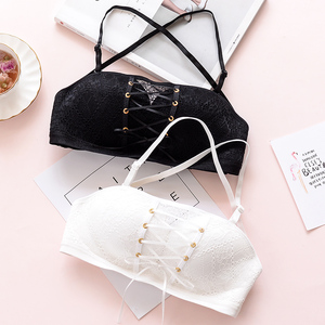 系带蕾丝无肩带防滑隐形文胸