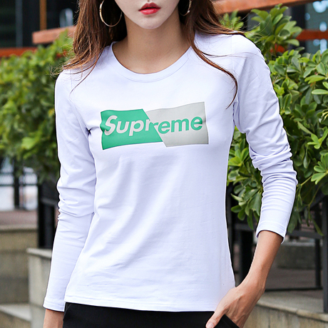 依她白色上衣女2018新款秋天修身显瘦女式长袖t恤打底衫上衣服商品大图