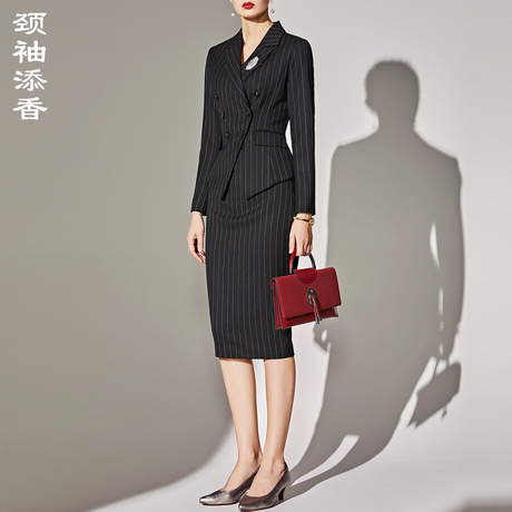 颈袖添香2018秋新款时尚名媛职业装女装套装小西装套裙两件套商品大图